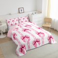 thumbnail image 3 of Feelyou Chic Bow-tie Kids Bedding Comforter Set, Watercolor Pink Bowknot Twin Comforter Sets, Kawaii Princess Style Reversible Bedding Set, Lightweight Room Decor, 2 Pieces, 3 of 8