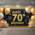 thumbnail image 6 of Golden Theme 70th Birthday Banner Sparkling Design Happy Birthday Display Balloon Decor Gift Box 70th Celebration Backdrop for 70th Birthday Party Senior Celebration Milestone Event, 6 of 9