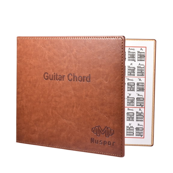 Libro de Acordes de Guitarra de 6 Cuerdas Yuarrent Cubierta de Cuero Marrón