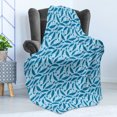 thumbnail image 4 of Whale Soft Flannel Fleece Throw Blanket, Big Blue Animals on Dotted and Swirled Abstract Underwater Background, Cozy Plush for Indoor and Outdoor Use, 60" x 80", Pale Blue Violet Blue, by Ambesonne, 4 of 5