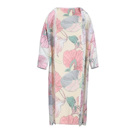 Luiryare Womens Chiffon Bikini Cover Up Floral Print Swimsuit Swimwear Beach Dress Tops