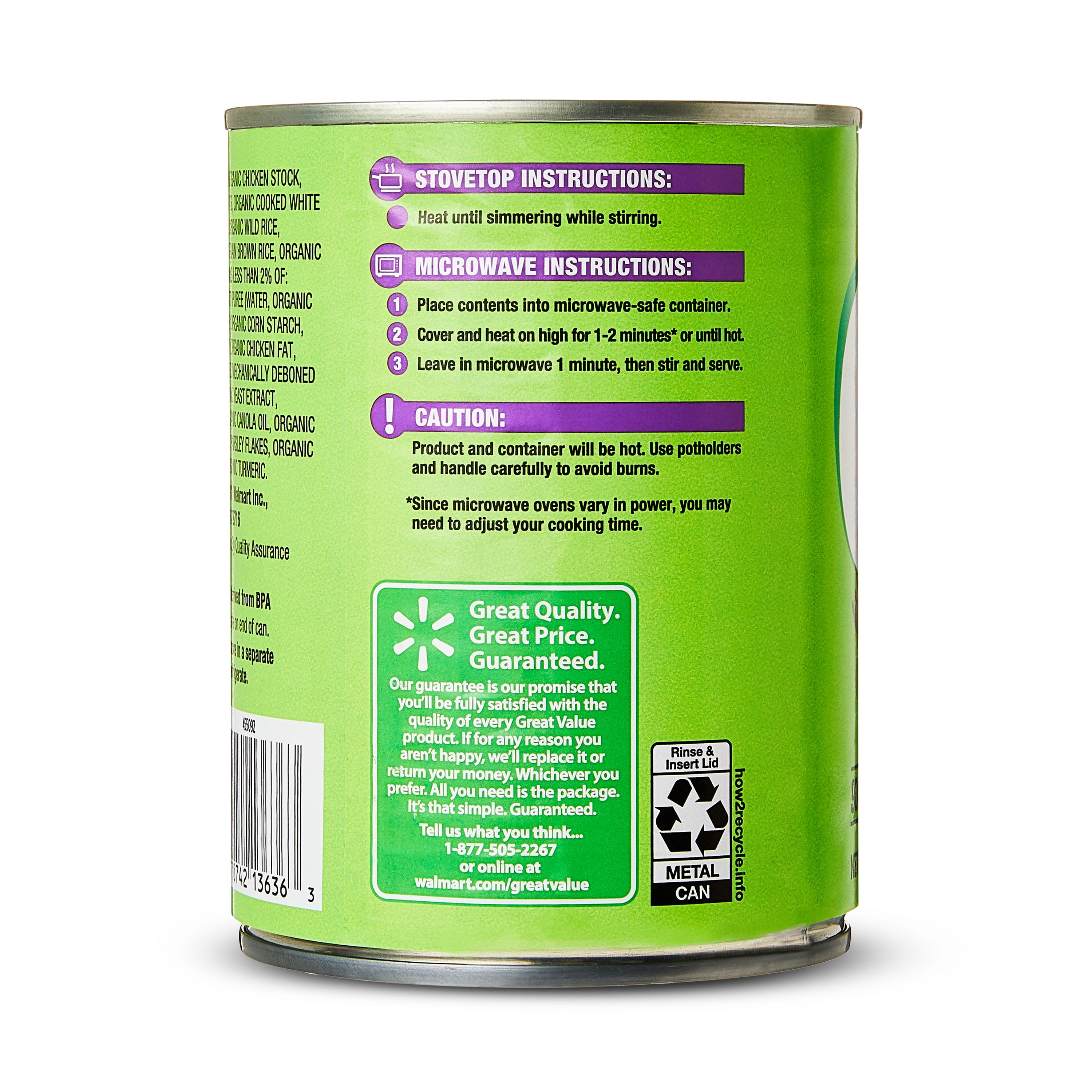 Great Value Organic Chicken & Wild Rice Soup, 18.6 oz Can
