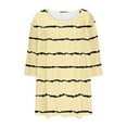 thumbnail image 6 of Zwiiyzr Women's T-Shirts Plus Size Striped Front Pleated 3/4 Sleeves Crew Neck Tops(Beige,3XL), 6 of 6