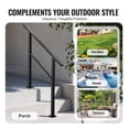 thumbnail image 6 of Outdoor Handrails for Steps, 2-3 Step Stair Rail Kit, Black Metal Handrail, Carbon Steel Safety Rail for Seniors, Deck & Concrete Stairs, Easy Install, 6 of 7