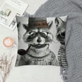 thumbnail image 2 of PHYHOO Animal Throw Pillow Cushion Cover, and Rabbit in Human Clothes Illustration, Decorative Square Accent Pillow Case, Black Grey White, 2 of 5