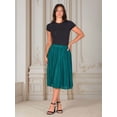 thumbnail image 3 of Women's 24Seven Comfort Apparel Elegant Accordion Pleated Elastic Waistband Party Midi Skirt Color: Hunter Size: MEDIUM, 3 of 10