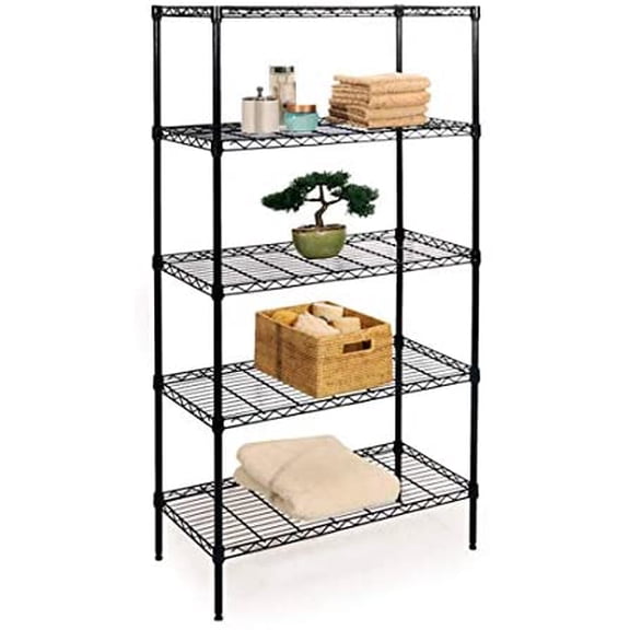 5-Tier Black Epoxy Steel Wire Shelving, 30" W x 14" D x 60" H