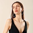 thumbnail image 3 of Pendientes de aro con cuentas para mujer - Pendientes con cuentas de círculo grande hechos a mano - Idea para sombreros de fiesta de té, bodas o uso diario, 3 of 4
