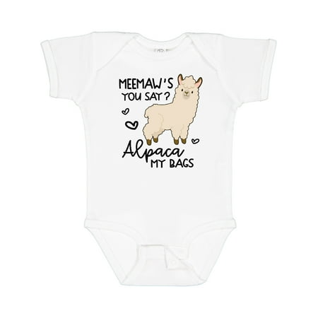 

Inktastic Meemaw s You Say Alpaca My Bags Gift Baby Boy or Baby Girl Bodysuit