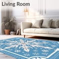 thumbnail image 2 of ODIKA 4'x6' Machine Washable Non-Slip Area Rug, Joyful Snowflake Medallion Welcome Winter Crystal Formation High Traffic Rug with Pad, Blue, 628173, 2 of 8
