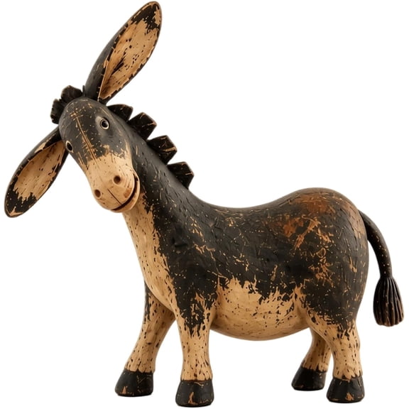 Rustic Donkey Figurine for Farmhouse Decor, Distressed Resin Tabletop Statue, Vintage Country Ornament for Shelf Mantel Home Accent