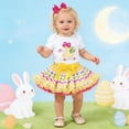 thumbnail image 2 of JAJAHO Baby Girl Clothes Easter Toddler Girls 3 Piece Set Letter Embroidery Short Sleeve Bodysuit Tutu Skirts With Headband 0-24 Months Holiday Celebration Soft Outfit, 2 of 4