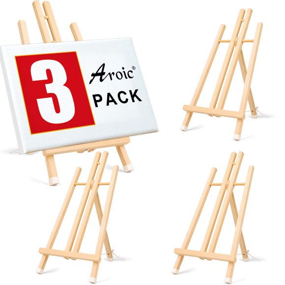 Trípode de madera AROIC de 39 cm para pintar con soporte de caballete, paquete de 3