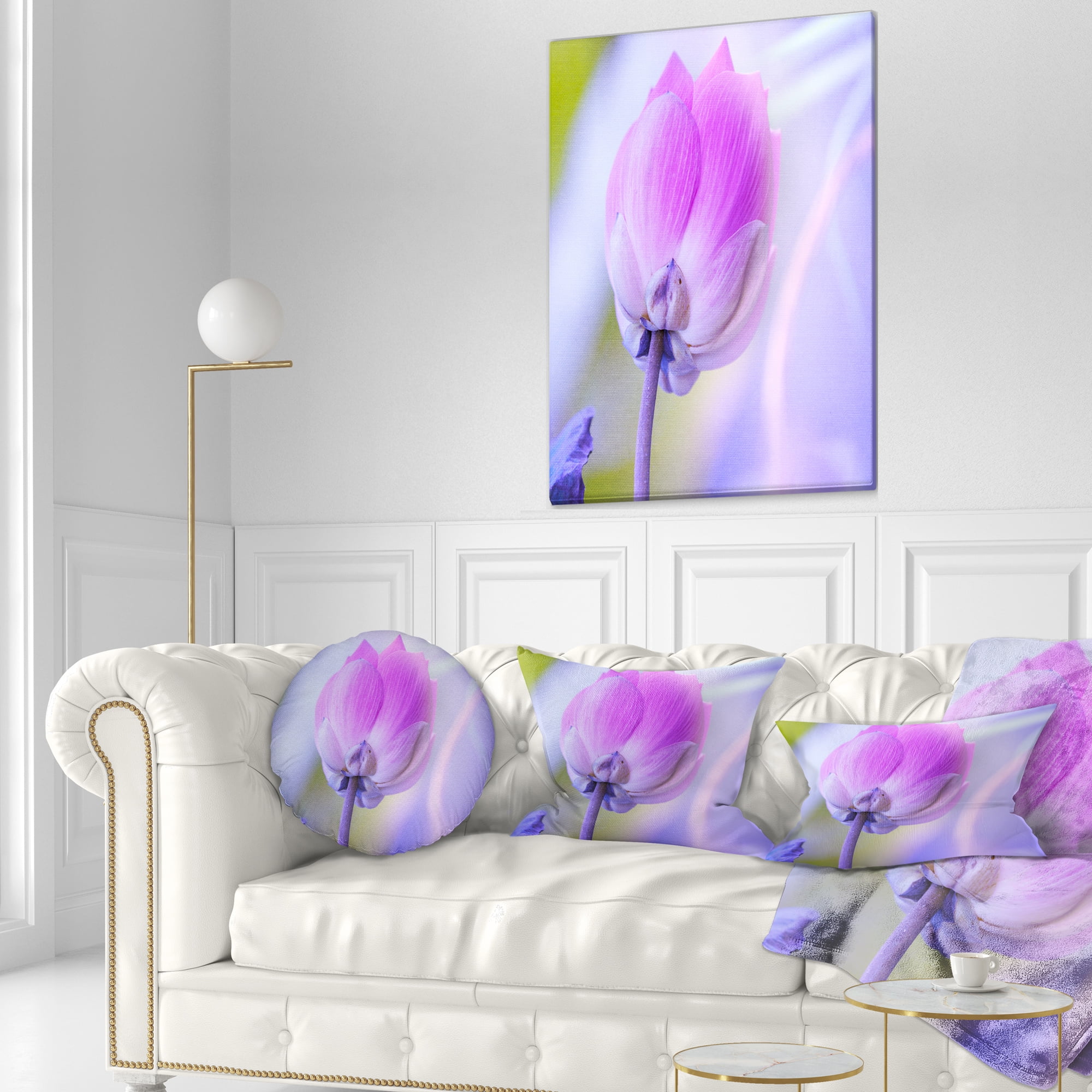 Designart Large Single Lotus Flower - Floral Throw Pillow - 12x20