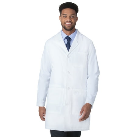 Landau Essentials Four-Pocket Unisex Lab Coat: Modern Tailored Fit, Mid-Length, Button Closure 3610SC