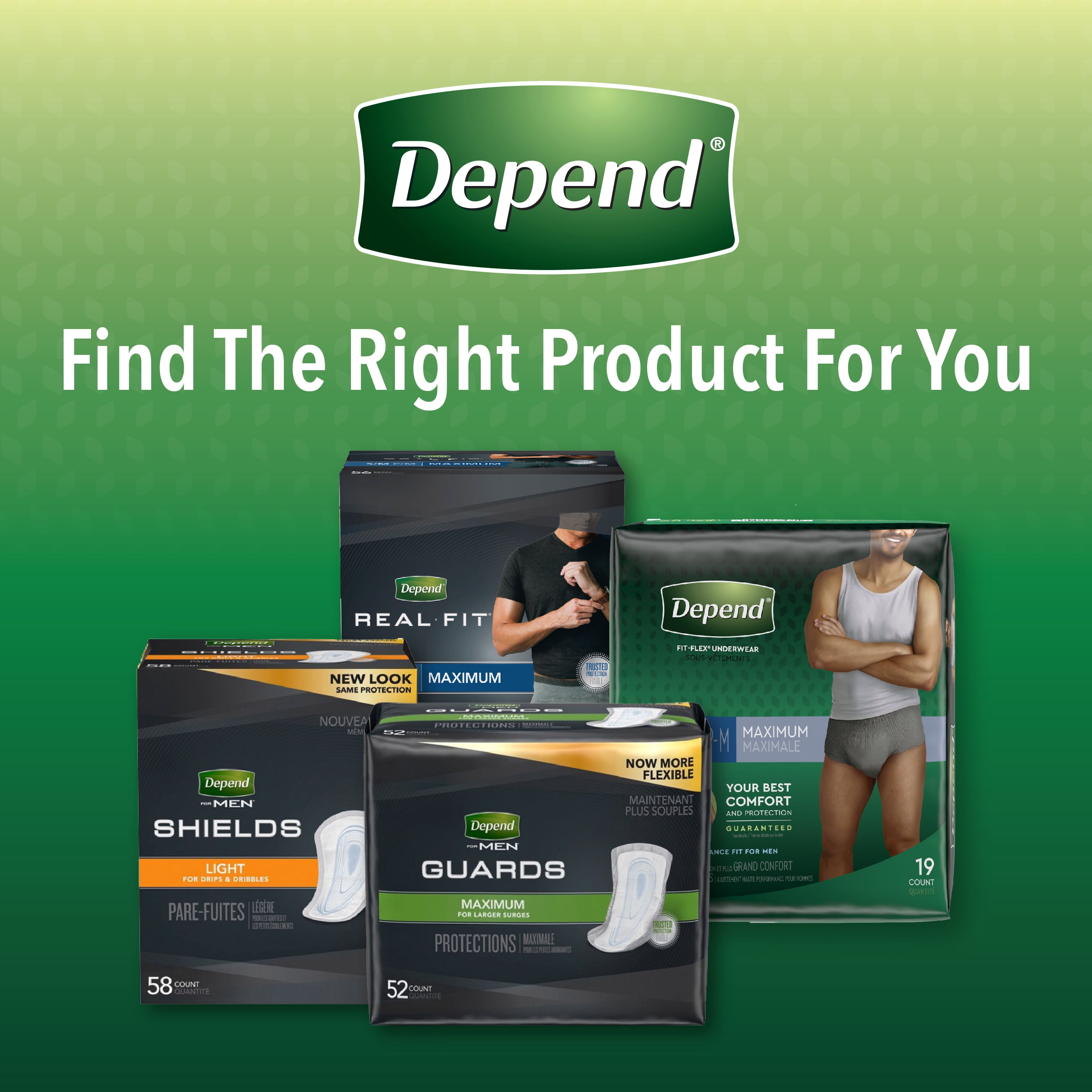 Depend Fresh Protection Disposable Underwear Male Waistband Style Large, 53745, Maximum, 56 Ct