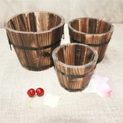 Travelwant Rustic Succulent Planter Wooden Barrel Empty Flower Pot Container Garden Decor