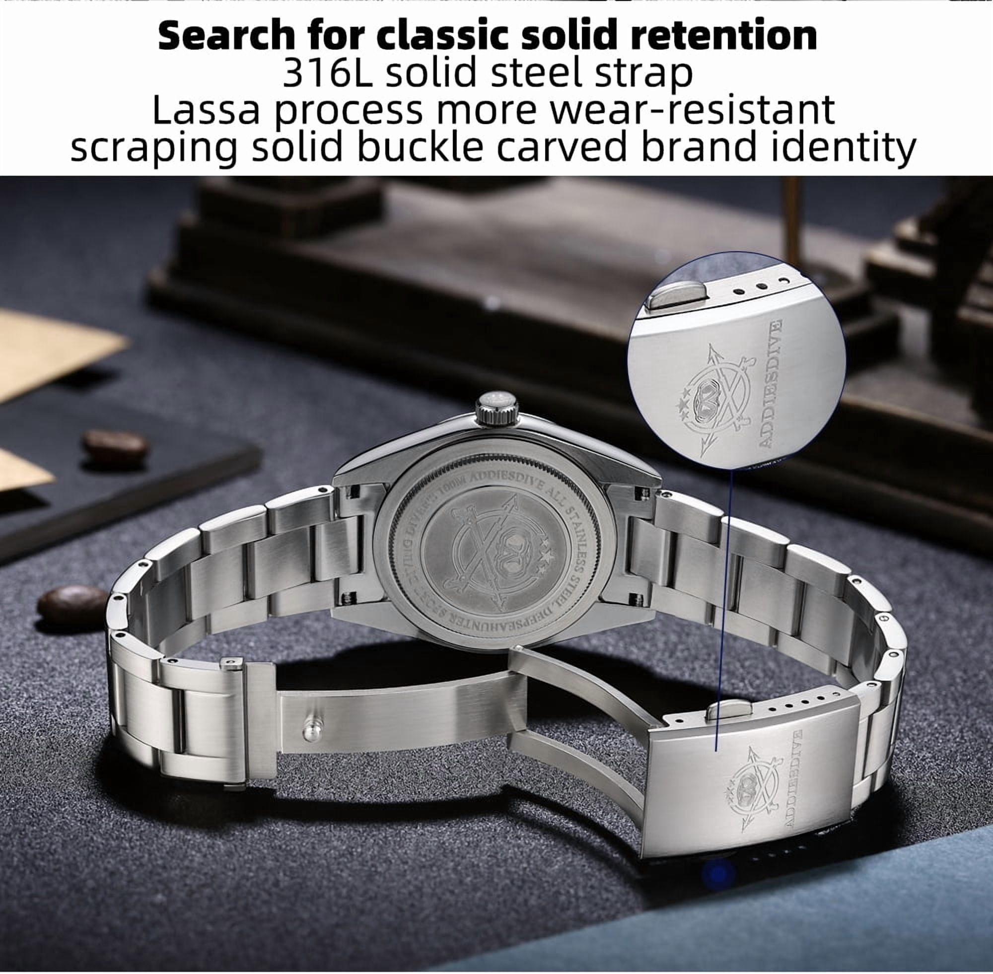 ADDIESDIVE Quartz Watch for Men 36mm 100m Waterproof Dive Watch VH31 Japanese Movement, 316L Stainless Steel, AD2030