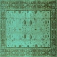 thumbnail image 1 of Ahgly Company Indoor Square Oriental Turquoise Blue Traditional Area Rugs, 5' Square, 1 of 4