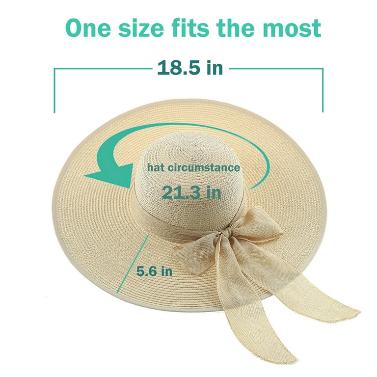 Floppy Beach Hat for Women Big Bowknot Straw Sun Hat UV Protection