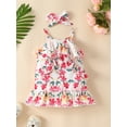 thumbnail image 3 of Arvbitana Baby Girl Sling Princess Dress Sleeveless Floral Print Ruffle Fishtail Dresses + Headband Summer Sweet Outfits for Daily Party 2Pcs 3-24M, 3 of 9