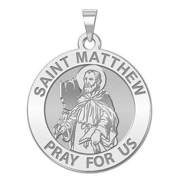 PicturesOnGold.com Saint Matthew Religious Medal Female Adult- 3/4″ Size of a Nickel, Sterling Silver