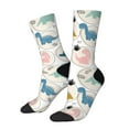thumbnail image 2 of Uemuo Cute Dinosaurs Pattern Women's Crew Socks, Soft Durable Breathable Moisture-Wicking with Odor Control Cotton socks, 2 of 9