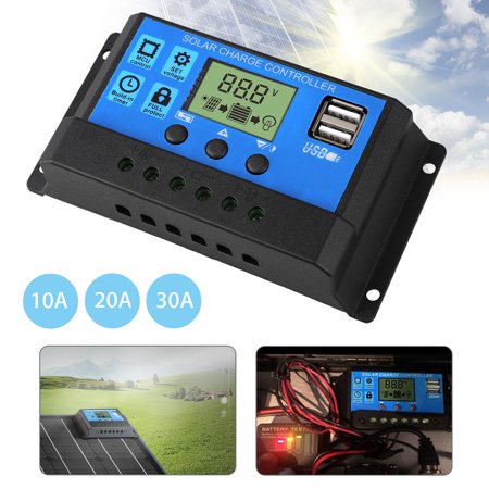 Battery Charging Controller - EEEkit 10A/20A/30A Solar Charger Controller Solar Panel Battery Intelligent Regulator with USB Port LCD Display 12V/24V
