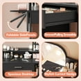 thumbnail image 3 of Vanity Desk with Mirror and Lights, Akaber 34.25” Small Makeup Vanity with Power Outlet, Black Vanity, 3 of 7