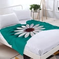 thumbnail image 3 of Durable Soft Flannel Blanket - Cozy Floral Design with White Dark Red Center on Teal Background Perfect for Sofa & Travel, 3 of 7