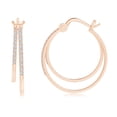 thumbnail image 2 of ANGARA Natural Diamond Studded Double Hoop Earrings in 14K Rose Gold for Women (Size-1mm| Color-H| Clarity-SI2) | April Birthstone, Anniversary, Jewelry Gift for Women | Natural Diamond Earrings, 2 of 9