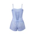 thumbnail image 2 of Conjunto de ropa de verano para mujer: top de tirantes finos sin mangas con estampado de rayas y shorts con cintura elástica (2 piezas)., 2 of 9