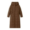 thumbnail image 7 of TFEOQRY Women's Parkas Padded Coats Solid Color Long Sleeved Woolen Cotton Jacket with Pockets Zipper Medium Length Hooded Jacket Coat Brown, 7 of 7