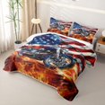 thumbnail image 3 of Manfei Cool Motocross Twin Quilt Set,Classic American Flag Twin Coverlet Set,Blue Red White,2 Pieces, 3 of 7