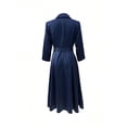 thumbnail image 2 of Royal Blue Womens Elegant Wrap Lapel Notch Collar Bow Belt Flared Midi Dress, 2 of 4