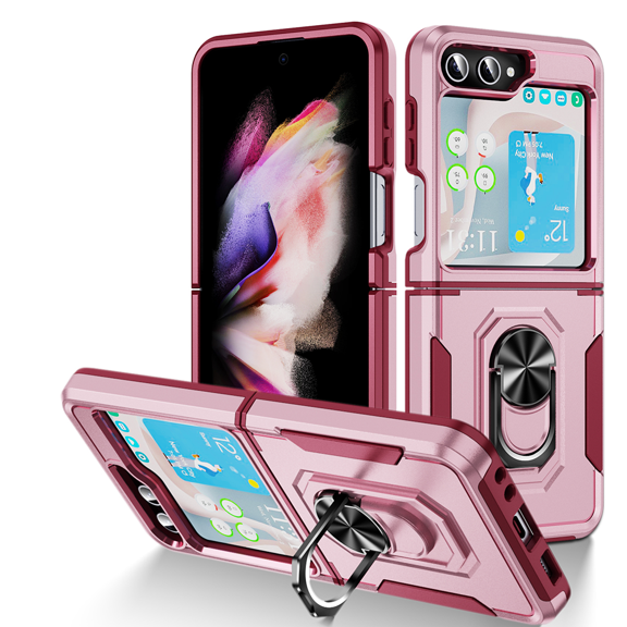 Bemz Stand Armor Case for Galaxy Z Flip 5 with Durable Rugged Impact Resistant Shock Absorbing Protective Magnetic Kickstand Cover (Pink)