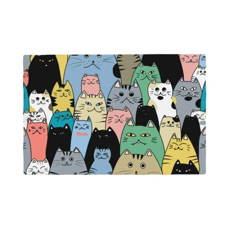 

Table Placemats Set of 4 - Different Cats 12x18 In Faux Linen Double Heat Resistant Place Mats Cloth Indoor/Outdoor Placemats Washable Table Mats for Dining Kitchen Party