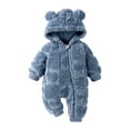 thumbnail image 2 of XIMIN Newborn Baby Heart Fleece Snowsuit, Cute Furry Bear Winter Outfits, Infant Girls Hooded Jumpsuit, Warm Zip Up Onesie with Bear Ears, 2 of 3