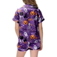 thumbnail image 4 of Girl Boy Halloween Pajamas Pumpkin Shorts Sleeve Button Down Shirt Pants Fall Pjs Nightgown, 4 of 5