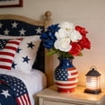 thumbnail image 4 of Leutsin Red White and Blue Flowers, Artificial Mixed Patriotic Flower Silk Bouquet for Memorial 4th of July Independence Day Centerpiece Table Home Decor Cemetery Grave Decorations (D), 4 of 9