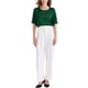 thumbnail image 2 of BLUSA ELEGANTE DE MANGA CORTA Y CUELLO REDONDO PARA MUJERES CHIC, TAMAÑO XS, VERDE OSCURO, 2 of 6