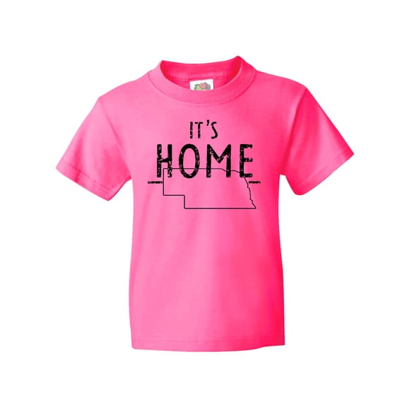 Inktastic It's Home State of Nebraska Outline Distressed Text Youth T-Shirt