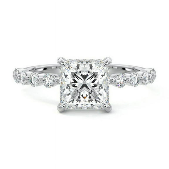 Bow Jewel 2 Ct Princess Cut Lab Created Diamond Anniversary Ring - 14K White Gold Plated Women's Ring - Diamond Promise Ring - Personalized Anniversary Gifts for Women