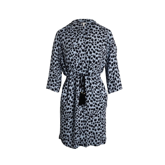 Pre-Owned Diane Von Furstenberg Printed Drawstring Mini Dress in Light Blue Silk