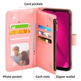 thumbnail image 4 of Compatible with T-Mobile Revvl 7 5G Wallet Phone Case and Tempered Glass Screen Protector Flower Faux Leather Flip Credit Card Holder Stand Zipper Cell Cover for T Mobile Revel7 Women Pink, 4 of 9
