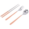 thumbnail image 2 of 304 Stainless Steel Fork Spoon Chopsticks Set Flatware Reusable Utensils Set for Students Office WorkersOrange Silver, 2 of 14