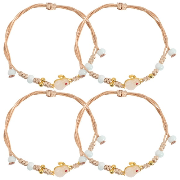4Pcs Braided Bracelet Woven Wrist Rope Rabbit Charm Bracelet Bunny Bracelet