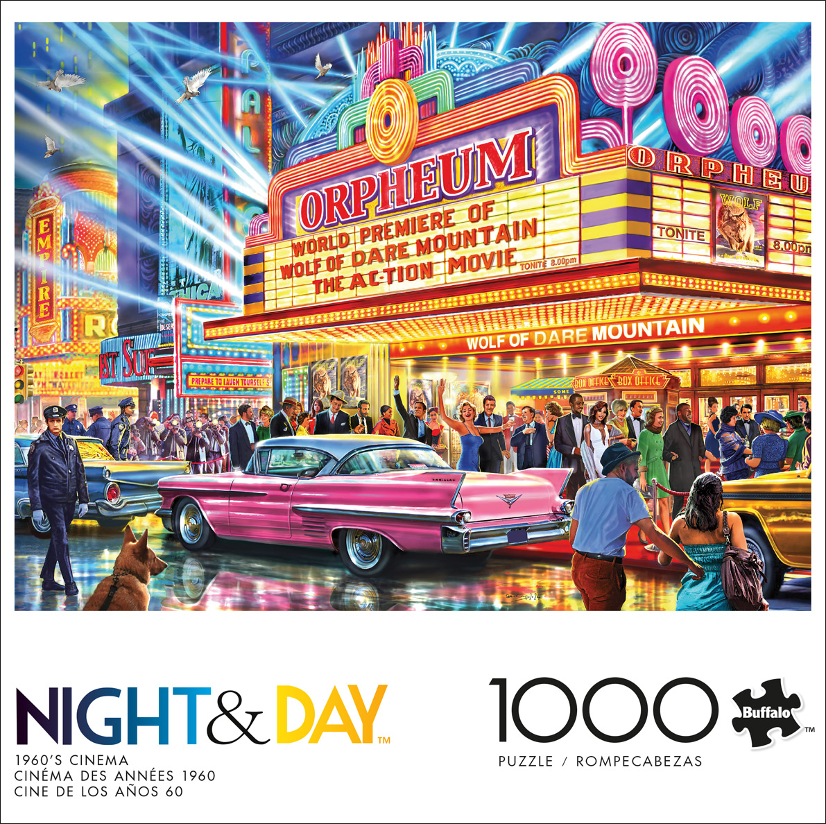 Buffalo Games 1960's Cinema 1000-Piece 26.75 x 19.75-Inch Interlocking Jigsaw Puzzle for Adults Ages 14+