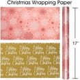 thumbnail image 4 of Pink Christmas Wrapping Paper Roll - 17IN X 33FT - Christmas Gift Wrapping Paper Featuring White Snowflake Reversible Gold for Kids, Holiday, New Year, 4 of 6