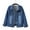 Navy B, variant on PEZHADA Denim Jacket for Women Long Sleeve Jean Jacket Button Up Frayed Hem Shacket with Pockets Navy
